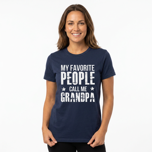 T-shirt décontracté à manches courtes pour homme, coupe régulière, col rond, imprimé, en jersey de coton, avec la phrase « My Favorite People Call Me Grandpa » - Product Image 5