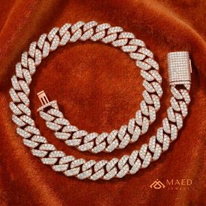 Rose Gold Plated Moissanite <b>Necklace</b> Fashion Jewelry Cuban Link <b>Chain</b> for Women Men Elegant Gifts New York City Fine Jewelry NYC - Product Image 3
