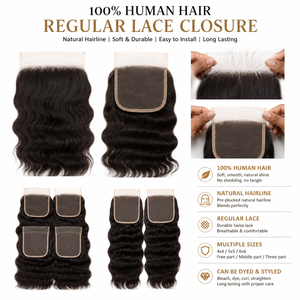 ผมแท้แบบอินเดีย U-Part Lace Closure Remy ลอนคลายสีดำ นุ่มสบาย ไม่ต้องใช้กาว ความหนาแน่น 180%  ปมใส  ขนาด 7x7 - Product Image 3