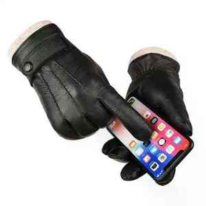 Guantes de Invierno de Alta Moda SOLID INTERNATIONAL al por Mayor, de Piel de Oveja Auténtica y Cuero PU, Compatibles con Pantalla Táctil, con Logotipo Personalizado, Cálidos - Product Image 5