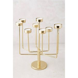 En gros Candelabre moderne en métal doré à 9 bras pour bougies chauffe-plat, Centre de table géométrique de luxe pour mariage, fête et décoration intérieure - Product Image 1