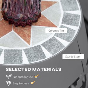 Mesa Auxiliar Redonda Gris de 12 Pulgadas para Patio, Taburete de Exterior, Mesa Decorativa de Mosaico para Jardín, Soporte Versátil para Plantas - Product Image 6