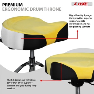 5 Core <b>Drum</b> Throne w Backrest 4" Padded Stool Airlift 25" Adjustable Drummer Stool 441Lb Capacity - Product Image 6