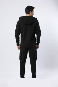 2026 Fully Customizable Black Tracksuit Full <b>Zip</b> <b>Hooded</b> Casual Wear Side Pockets Autumn Polyester Cotton Blend Regular Fit - Product Image 5