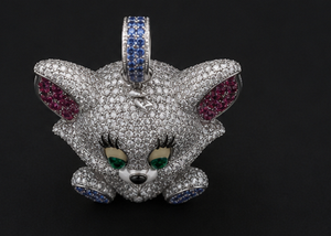 Colgante de Plata 925 con Moissanita y Diseño de Animal de Dibujos Animados, Chapado en Oro, Joyería con Engaste de Bisel de Corte Brillante Redondo, Unisex, para Regalo de Fiesta - Product Image 4