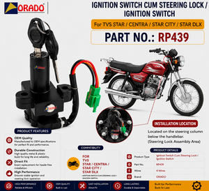 Interruptor de encendido TVS Star Centra Star City DLX, calidad de exportación para repuestos de motocicletas en India, Orado. - Product Image 3