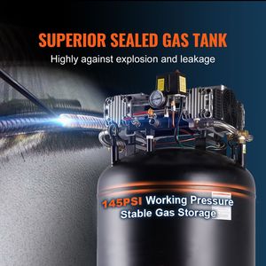 Compressore d'aria fisso industriale da 6,5 HP, 15,5 SCFM a 90 PSI, a 2 stadi, senza olio, con serbatoio da 80 galloni, 12 bar, garanzia di 15 anni - Product Image 3