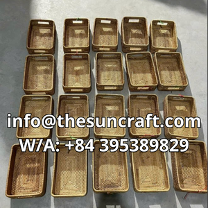 Handmade Rattan Weaving Wooden Serving Tray Durable Elegant Eco Friendly storage <b>Woven</b> Home Decor for decor - Product Image 5