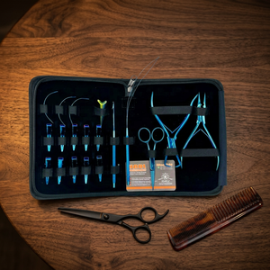 Kit de herramientas para extensiones de cabello con revestimiento de plasma azul, con pinzas, clips, bucles y tijeras, herramienta para extensiones de cabello humano. - Product Image 2
