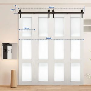 Kit Ferramenta per Porta Scorrevole a Soffietto da 80 Pollici con 4 Rulli a J Silenziosi e Scorrevoli Neri [Porte Non Incluse] - Product Image 2