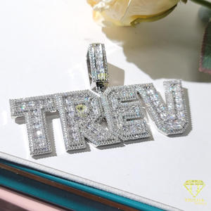 Lab Grown Diamond "TREV ' Necklace Custom Letter Pendant Hip Hop Bling <b>Chain</b> Jewelry Gift - Product Image 5