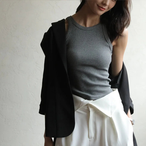 Ribbed <b>Tank</b> <b>Top</b> <b>Women</b> <b>White</b> 2025 Summer Casual Fitness Short Vest Solid Color Knitted Off Shoulder Sexy Crop <b>Top</b> <b>Women</b> - Product Image 6