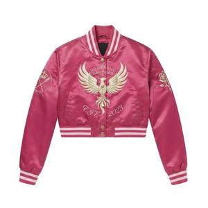 Womens vintage baseball street wear college fashion and womens <b>lady</b> crop breathable Knitted embroidery sorority Bomber <b>Jacket</b> - Product Image 3