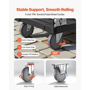 Carrello Pieghevole con Capacità di 450 kg, Piattaforma Mobile con Ruote Girevoli, Carrello per Trasporto e Shopping - Product Image 3