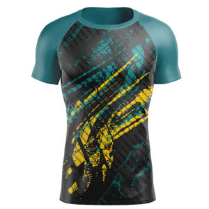 Custom Pattern Printed Sublimation Printed Rashguard MMA BJJ OEM Short Sleeve <b>Compression</b> <b>Shirt</b> for Men - Product Image 4