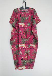 Kaftan en coton fait main, imprimé animalier, style safari sauvage, robe de plage bohème - Product Image 4