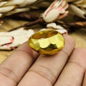 Top Choice Best Chunky <b>Rings</b> Boho Brass Band For <b>Women</b> 18k Gold Plated Geometric Hammered Statement <b>Signet</b> For Wholesale/OEM/ODM - Product Image 2