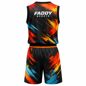 Ensemble d'uniformes de basket-ball personnalisés par sublimation, respirant, à séchage rapide, maillot d'entraînement d'équipe, short, vêtements de basket-ball pour hommes et enfants, kit DIY - Product Image 2