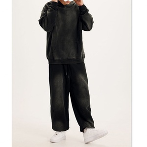 Sudadera con Capucha Oversize para Hombre, Estilo Y2K, Gris Oscuro, Lavado Mineral Vintage, 500 GSM, Venta al Por Mayor Personalizada - Product Image 5