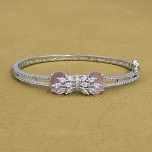 Openable Kada with Rhodium Plating Fashionable Cubic Zirconia Cuff <b>Bracelets</b> - Product Image 5