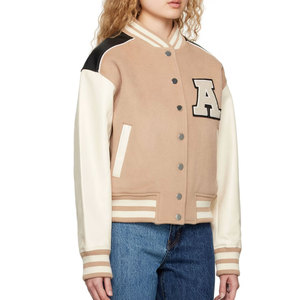 Vestes personnalisées de style universitaire en laine, cuir et coton, coupe-vent, col montant - Product Image 5