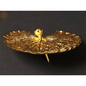 งานแฮนด์เมดขนาด5นิ้วของตกแต่งผนังทองเหลืองพร้อมถาดตกแต่งบ้านรูปใบบัวชุบทอง - Product Image 4