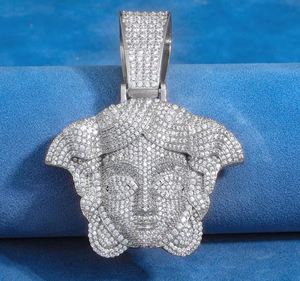 Collier pendentif visage en moissanite plaqué or style hip-hop unisexe, chaîne de bijoux style Méduse avec strass pour soirée - Product Image 4