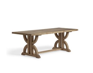 Solid Teak Wood <b>Dining</b> <b>Table</b> <b>Rustic</b> <b>Farmhouse</b> Style with Unique Double Pedestal Base, Handmade Wooden <b>Table</b> Supplier - Product Image 4