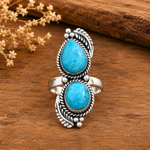 Kingman Mohave <b>Turquoise</b> Silver <b>Ring</b> Western Boho Statement Gemstone <b>Ring</b> Southwestern Jewelry Fashion <b>Ring</b> for Women - Product Image 6