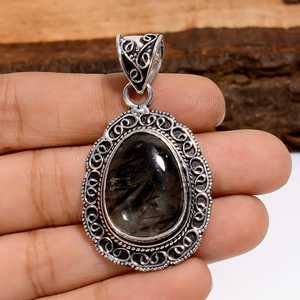 Pendentif en quartz rutile vert fait main, argent sterling 925, style bohème, bijou en pierre précieuse, cristal de guérison, cadeau pour elle - Product Image 6