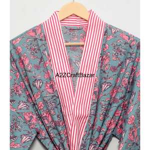 Bata Kimono Ecológica 100% Algodón Puro, Transpirable y Lavable, con Estampado Floral, para Damas de Honor, Ropa de Dormir de Invierno/Verano - Product Image 4