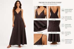 Fashion V Neck <b>Spaghetti</b> Strap Cotton Bohemian A-Line Breathable Maxi Dress Women Sleeveless <b>Long</b> Summer Elegant Beach Holiday - Product Image 3