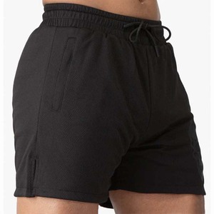 Pantalones Cortos Deportivos Casuales para Hombre, Negros, de Punto, de Secado Rápido, con Cordón Ajustable, Cintura Media, Color Sólido - Product Image 3