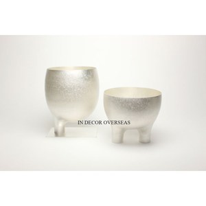 Pot de fleurs en métal Wabi-Sabi sculpté à la main, texture irrégulière argentée et dorée, jardinières d'intérieur pour la décoration de plantes vertes et fleurs - Vente chaude - Product Image 4