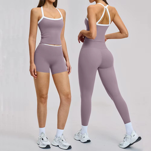 Ensemble de vêtements de yoga 2 pièces pour femme, tenue de sport, vêtements de fitness, survêtement de gym, leggings taille haute - Product Image 1