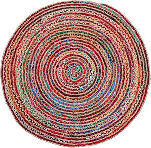 Eco-Friendly Modern Handmade Soft Braided Jute and Cotton Round Area <b>Rug</b> for Bedroom Living Room Home Use - Product Image 5