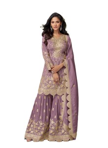 Nuevo Conjunto de 3 Piezas de Verano para Mujer, Estilo Indio-Pakistaní, Satinado, de Secado Rápido, Alta Elasticidad, por Encima de la Rodilla, Sharara Salwar Kameez - Product Image 6