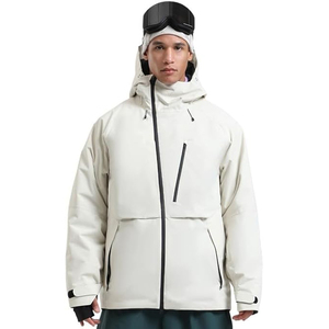 Chaqueta de Esquí Impermeable Blanca con Capucha para Hombre, Personalizada, con Cierre de Cremallera y Bolsillos para Actividades al Aire Libre - Product Image 1