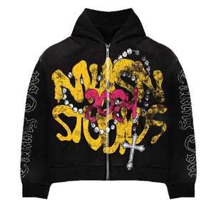 Classic Vintage Acid <b>Washed</b> Streetwear Tracksuit for Men Premium Quality Zip-up Hoodie & Flare Trouser Custom Logo Sweat Suit - Product Image 2