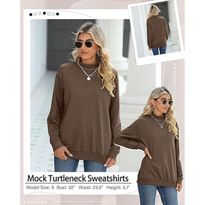 Sweat-shirt à col montant personnalisé pour femme en coton éponge avec logo imprimé – Tenue décontractée, sport et streetwear – Fournisseur en gros - Product Image 4