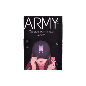 Carnet en papier fait main A5 sur le thème Kpop Army |   Journal écologique avec fermeture à cadenas en métal, design fille anime, papier recyclé - Product Image 2
