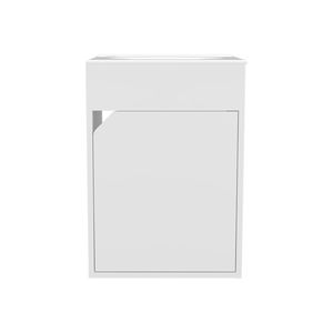 Mobile bagno sospeso Bethel bianco a una anta, design ampio con lavabo in resina e due ripiani per lo stoccaggio - Product Image 3