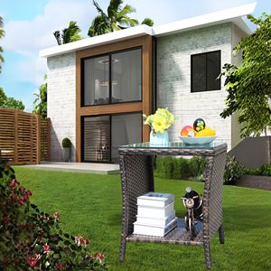 Set di mobili da giardino con 1 tavolino da caffè in vetro temperato trasparente - Product Image 1