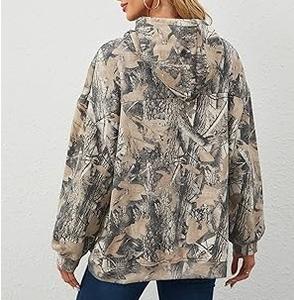 Sweat à capuche camouflage jungle pour femme – Tendance streetwear, coupe oversize, motif arbre tactique - Product Image 2