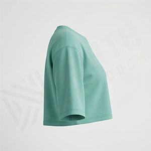 เสื้อครอปท็อปผู้หญิงสำหรับฤดูร้อน เนื้อผ้าซาตินโพลีเอสเตอร์ น้ำหนักเบา เป็นมิตรกับสิ่งแวดล้อม คอกลม ผลิตจากโรงงานโดยตรง ดีไซน์ทันสมัย สีสันปรับแต่งได้ - Product Image 3