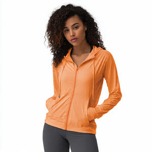 Chaqueta de yoga y gimnasio para mujer, acolchada, con capucha, cierre de cremallera, orificios para los pulgares, para invierno, con bolsillos, de alta calidad - Product Image 3