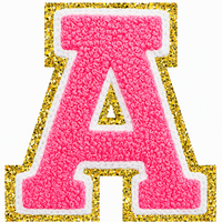 Patchs de lettres personnalisés en chenille brodée, 26 lettres de l'alphabet, forme de fleur 3D, avec petit bord découpé au laser, à coudre ou thermocollants, à paillettes