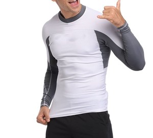 Vente en gros de chemises de compression à manches longues, blanches et grises, à séchage rapide, pour l'entraînement au BJJ Jiu Jitsu - Product Image 6
