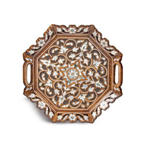 Bandeja ovalada de madera estilo marroquí con asas de metal con acabado antiguo, bandeja decorativa de madera hecha a mano para decoración del hogar y la cocina. - Product Image 6