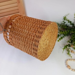 Elegant Rattan Dustbin Suitable For Dry Waste Use In Bedroom Office And Living Room Decor Cylindrical Shape Waste <b>Bin</b> From India - Product Image 2